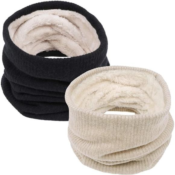 Accessories - Infinity Scarf Winter Double-Layer Neck Warmer Knit Fleece Lined